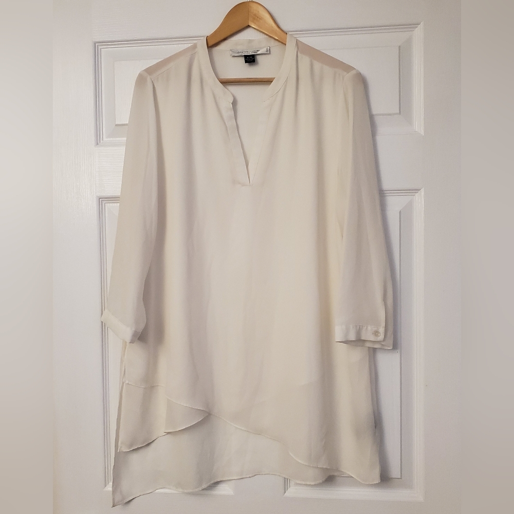 Contemporaine Asymetric Light Cream Tunic Blouse